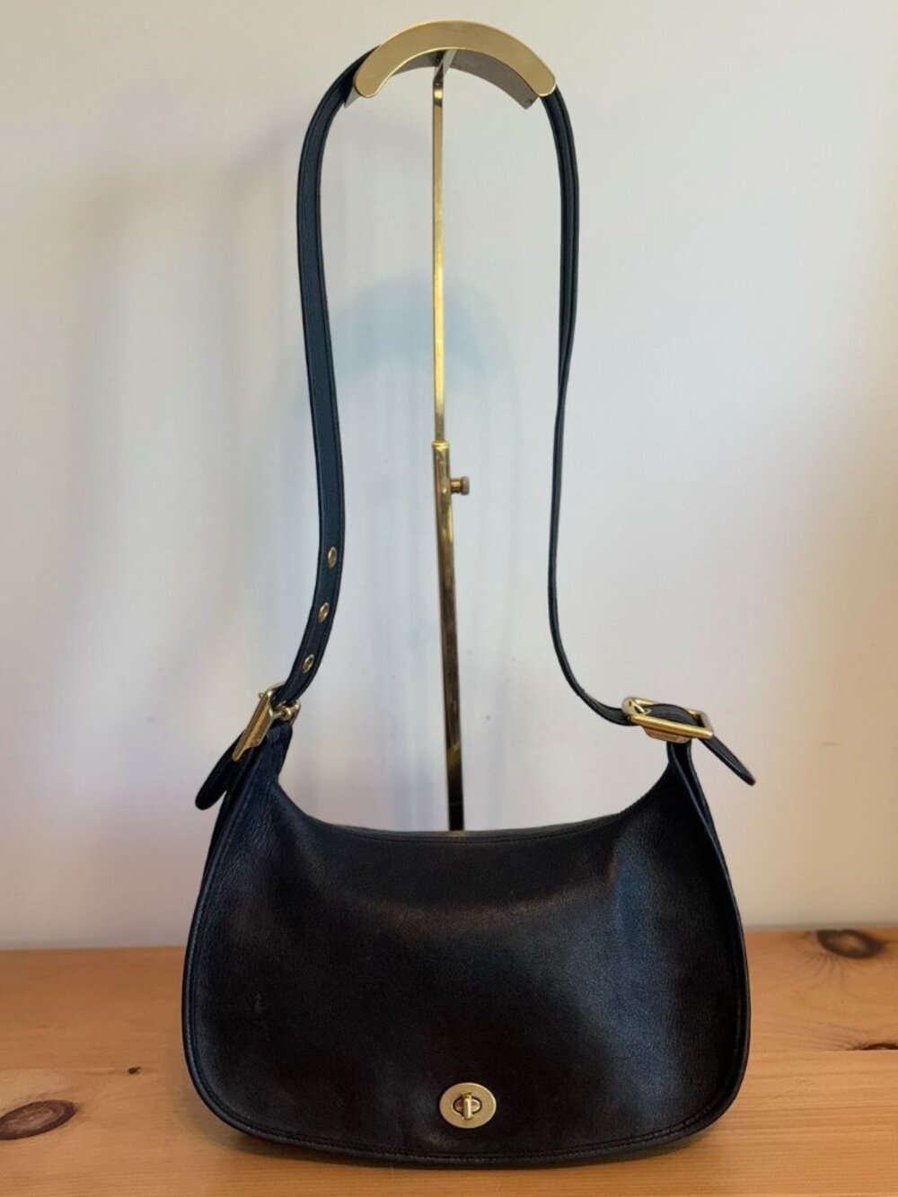 Vintage Coach Black Leather Legacy Crescent Shoulder Bag #9338
